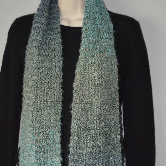 Anthropologie Blue Green Ombre Knit Scarf OS - Picture 3 of 7